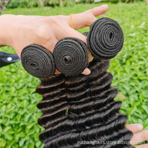 Deep wave 3 Human Hair bundle With 13x4 13x6 13x8 swiss Lace Frontal